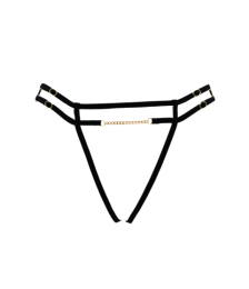 String noir avec bijou couleur aléatoire et chaîne dorée - PA05MBLK